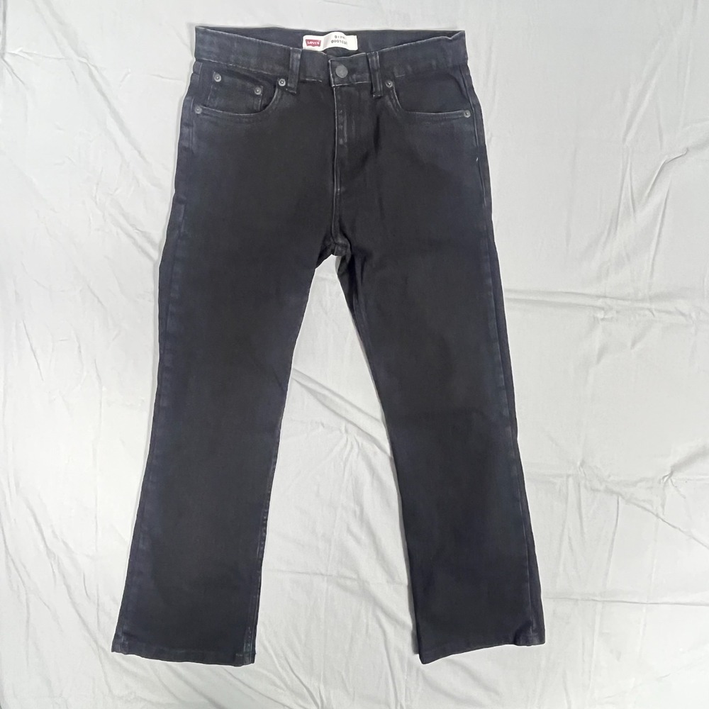 Levi's 517 Bootcut Jeans Boys 14 Black Denim Cotton Stretch Dark Wash Mid Rise‎